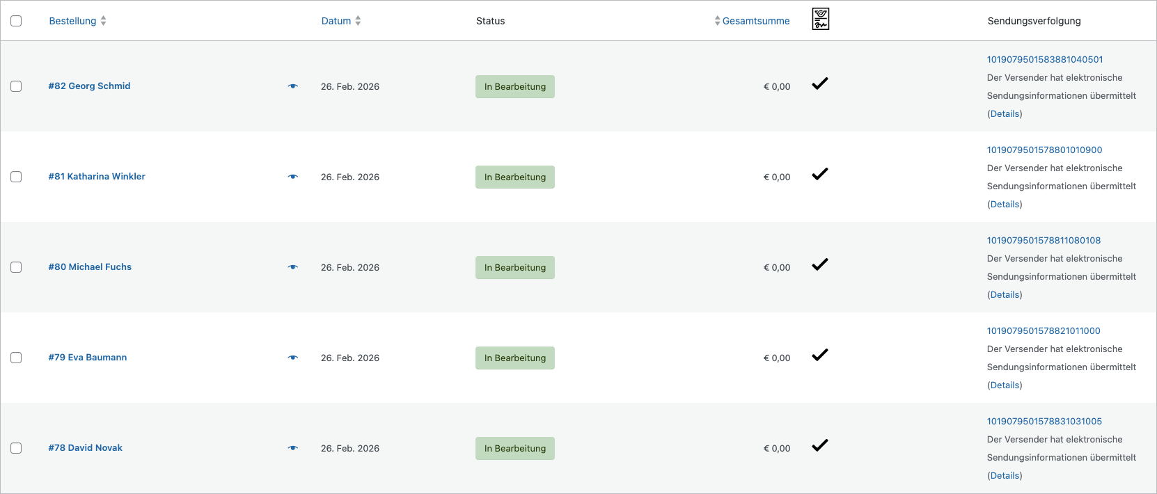 Versandinfos direkt in der WooCommerce-Bestellübersicht